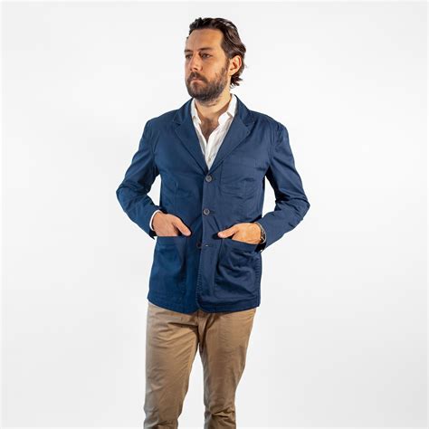 Men's Navy Stretch Cotton Unlined Blazer – Stock Mfg.