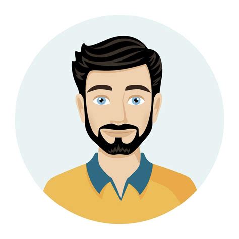 Male avatar, portrait of a young man with a beard. Vector illustration of male character in ...