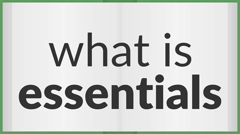Essentials | meaning of Essentials - YouTube