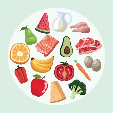 healthy food in circle 10438223 Vector Art at Vecteezy
