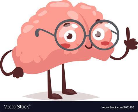 Smart brain character Royalty Free Vector Image