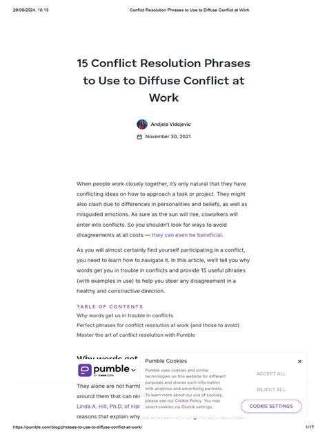 Specific phrases for effective conflict talks?