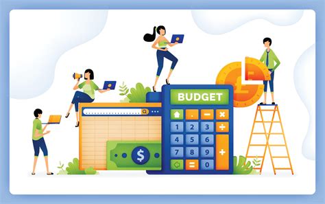 illustration of making budgeting and financial spending planning with ...