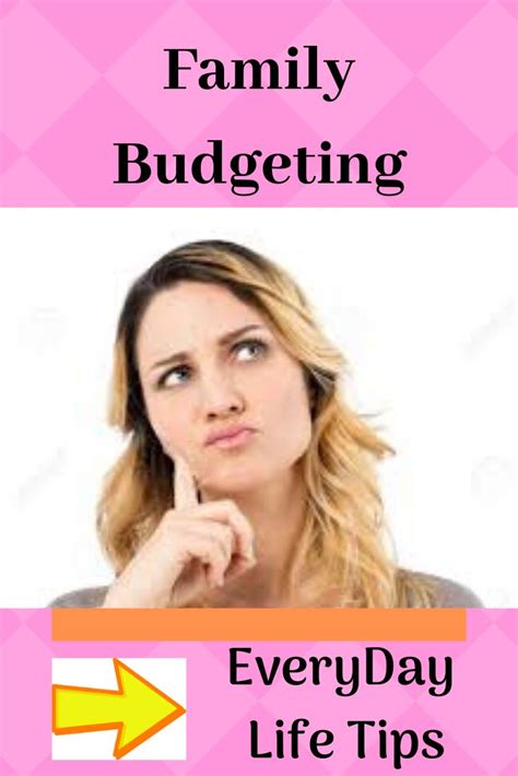 a woman looking up with the words family budgeting over her face and an ...