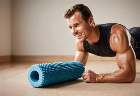 Premium Photo | Man using a foam roller for muscle stretching in a gym