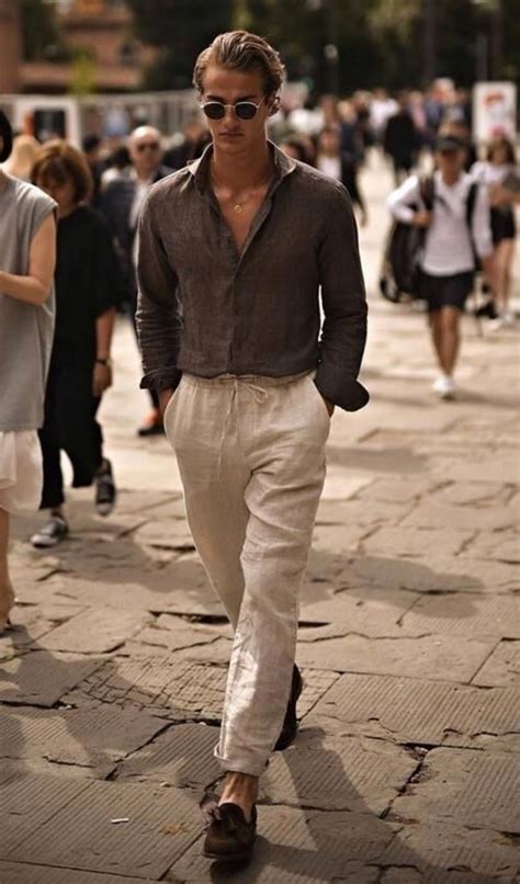 Summer Outfits Men, Stylish Mens Outfits, Men Summer Style, Mens Linen ...