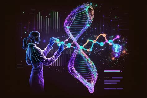 Doctor Examining Human Chromosome DNA Genetics with Tablet on Virtual Interfaceai 库存例证 - 插画 包括有 ...