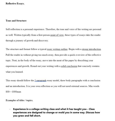 Reflective Essays. Tone and Structure Self-reflection | Chegg.com