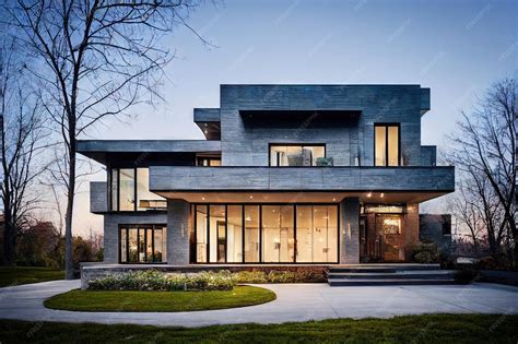 Premium Photo | High grey house for large family with grey modern house ...