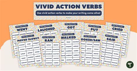 Vivid Action Verbs Posters | Printable teaching resources, Writing groups, Classroom rules poster