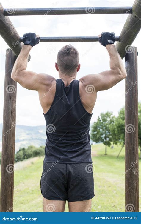 Athletic Man Exercising and Training, Outdoor. Stock Image - Image of ...
