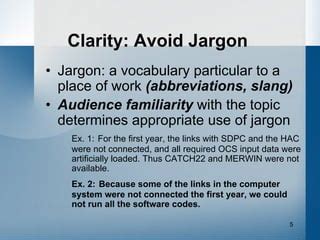 Cut jargon for clarity, how?