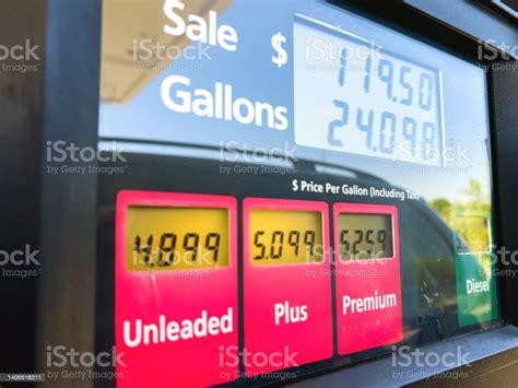 Gas Pump Price At Fuel Station During High Inflation Three Different ...