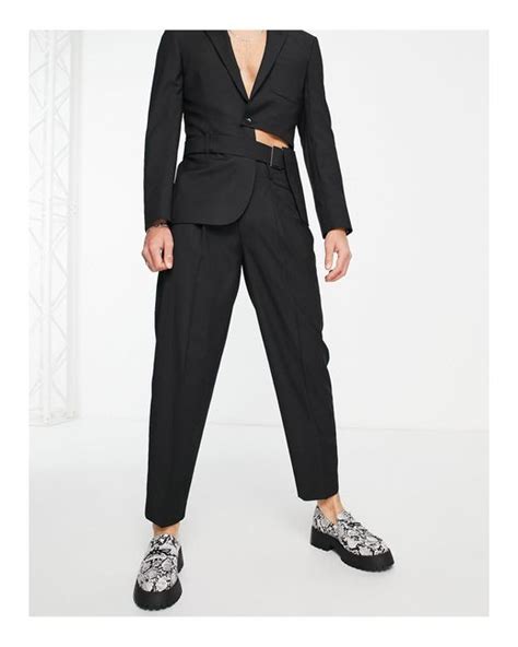 ASOS Tapered Suit Trousers in Black for Men | Lyst