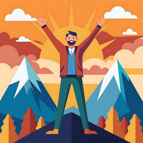 Premium Vector | Illustration of a man achieving the goal