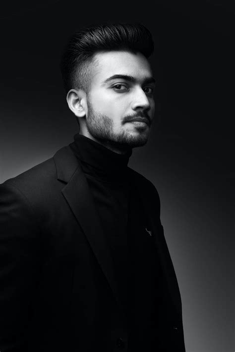 Download Black And White Portrait Half Body Shot Of A Man Wallpaper ...