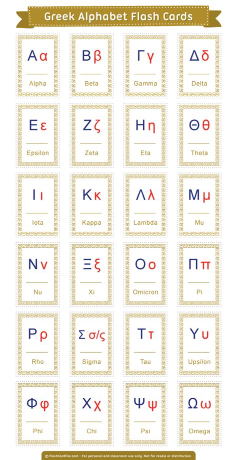 Greek Alphabet List Printable
