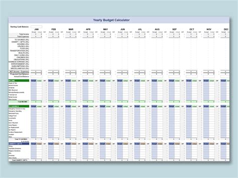 EXCEL of Yearly Budget Calculator.xlsx | WPS Free Templates