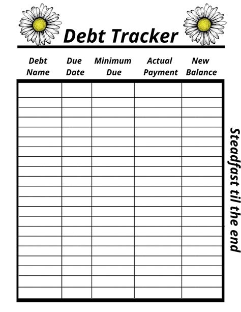 Credit Card Debt Tracker Printable