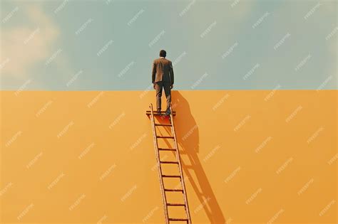 Premium AI Image | a person climbing up a ladder career growth concept
