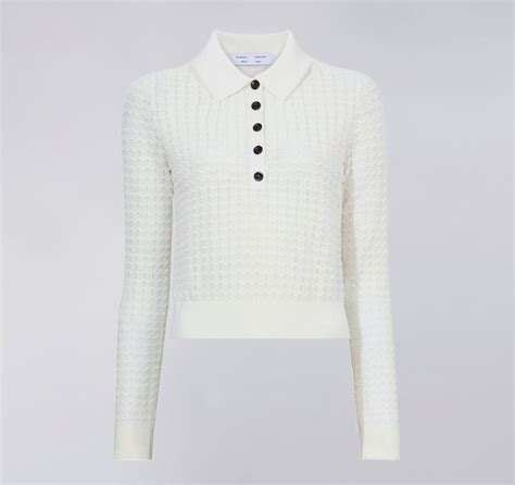 open knit long sleeve polo shirt - Fashion in a Flash