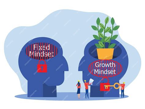 Premium Vector | Businessman unlock key for put think growth mindset different fixed mindset ...