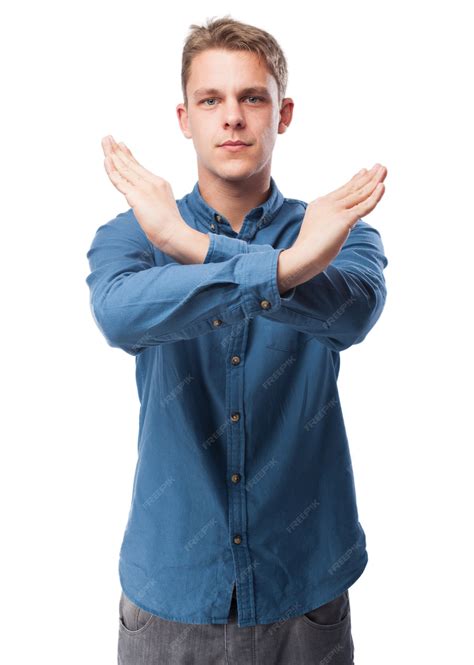 Free Photo | Man making an x with arms