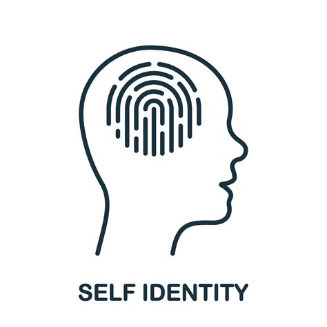 Self Identity Line Icon. Fingerprint in Human Head Linear Pictogram ...