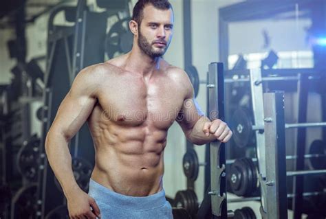 Man Posing In Gym Showing Abs Stock Image - Image of lifestyle ...