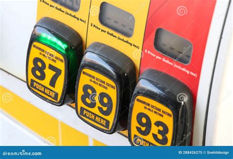 Different Colorful Octane Rating Selection Buttons on a Gas Pump Stock ...