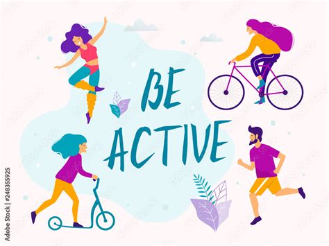 Be active vector illustration. Healthy active lifestyle. Different ...