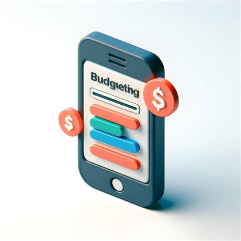 3D Flat Phone Icon with Budgeting App Interface on White Background for ...