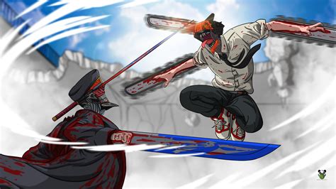 Chainsaw Man Vs Katana Man Drawing