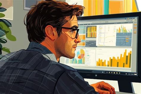 Man Analyzing Financial Data on Computer | Premium AI-generated image