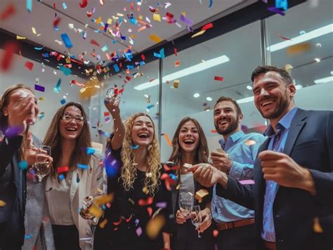 Corporate team celebrating milestones with financial success | Premium AI-generated image