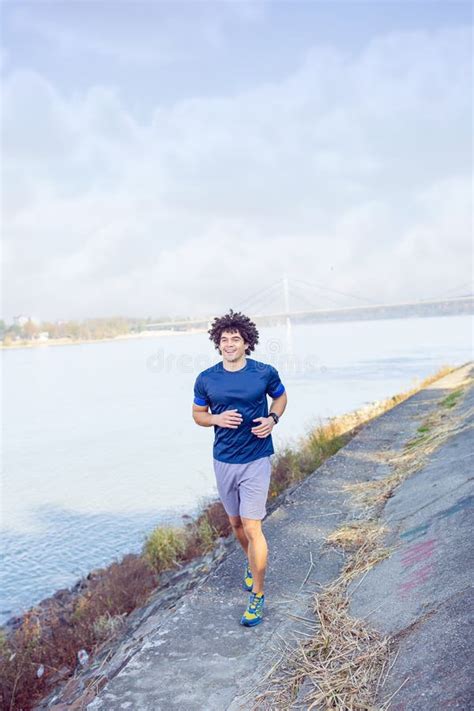 Fitness Athlete Runner Man Running. Jogging Active Lifestyle Co Stock ...