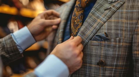 Fitting a tailored suit jacket in a menswear store | Premium AI ...