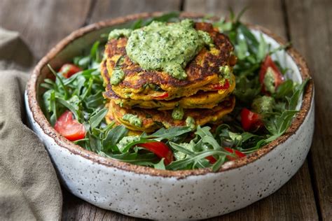 Vegan Chickpea Pancakes With a Creamy Pesto Dressing (Gluten-Free ...