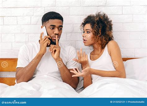 Couple Arguing with Man on Phone Call Stock Image - Image of dialogue, couple: 313252121