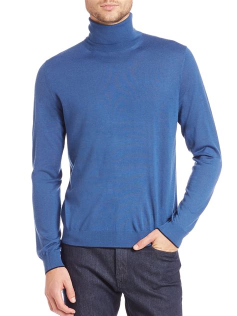 Z Zegna Merino Wool Turtleneck Sweater in Blue for Men - Lyst