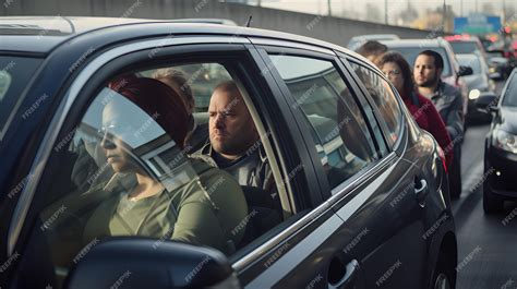 Premium AI Image | a group of people carpooling to work reducing carbon ...