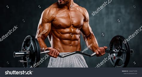 Muscular Men Lifting Weights Studio Shot Stock Photo 1444471070 ...